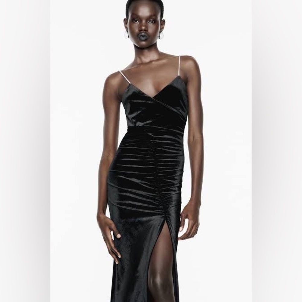 Zara Velvet Rhinestone Strap Midi, size medium.